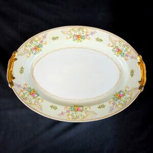 Black Towers China Berkley Oval Serving Platter 14" Japan Floral Pattern Cottage